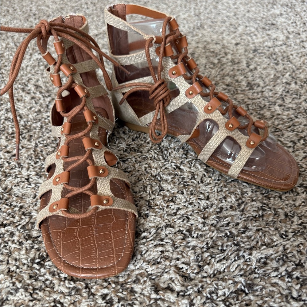 Miss Lola Brown and Tan Gladiator Sandals